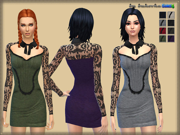 Sims 4 Dress with collar by bukovka at TSR