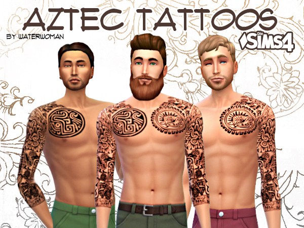 Sims 4 Aztec Tattoos for Men by Waterwoman at Akisima