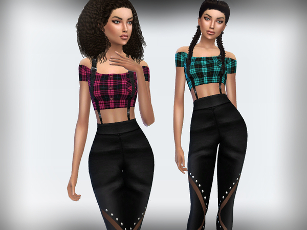 Sims 4 Tartan Outfit by Puresim at TSR