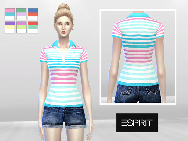 Sims 4 Double Pastel Polo by McLayneSims at TSR