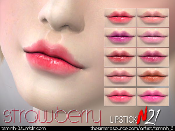 Sims 4 Strawberry Lipstick by tsminh 3 at TSR