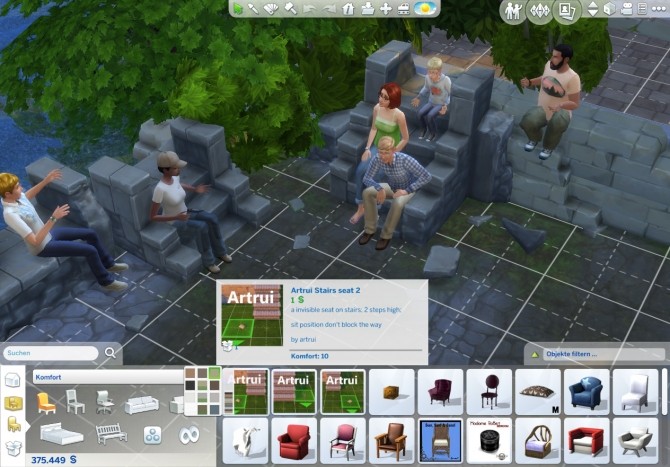 Sims 4 Ruin Stairs Seats by artrui at Mod The Sims