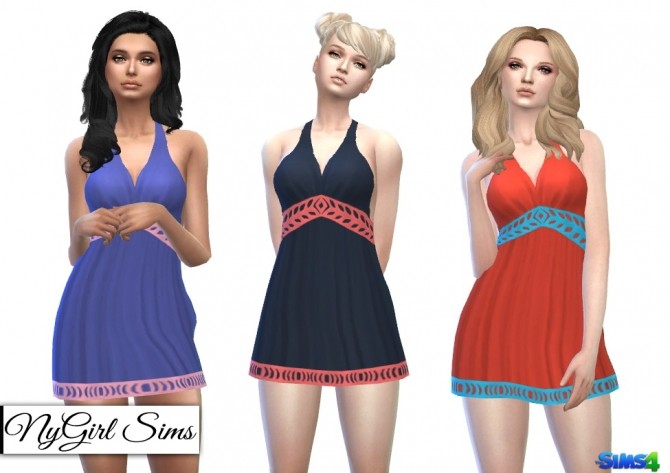 Sims 4 V Back Halter Dress at NyGirl Sims