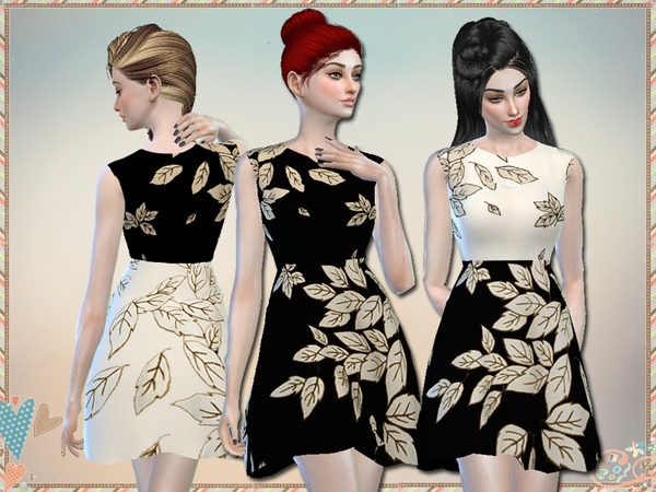 Sims 4 Printed Dress by Simlark at TSR