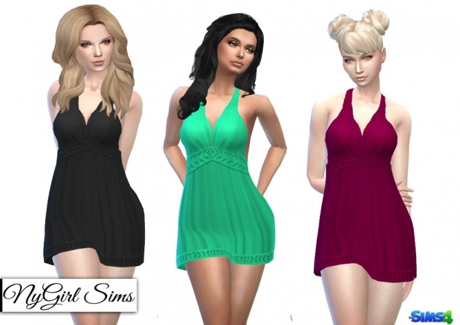 Sims 4 V Back Halter Dress at NyGirl Sims