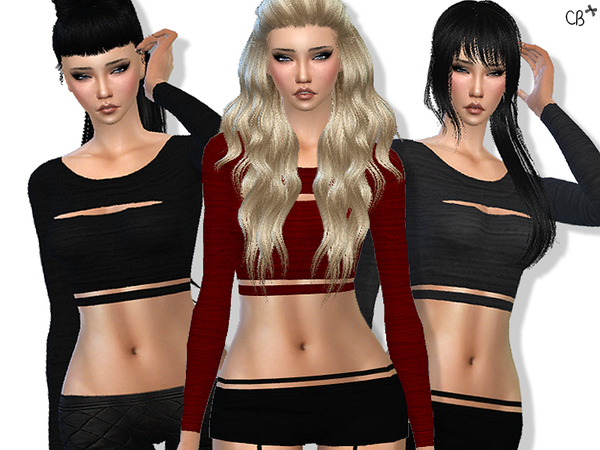 Sims 4 Darkness top by CherryBerrySim at TSR