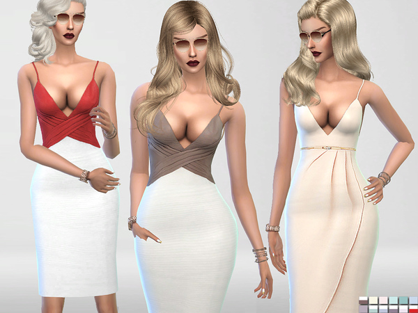 Sims 4 Chocolate Two Bodycon Dresses by Pinkzombiecupcakes at TSR