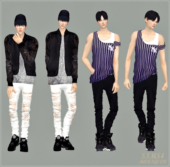Sims 4 Male black&white jeans at Marigold
