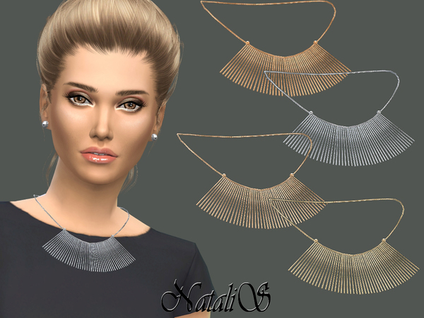 Sims 4 Chain Fringe Necklace by NataliS at TSR