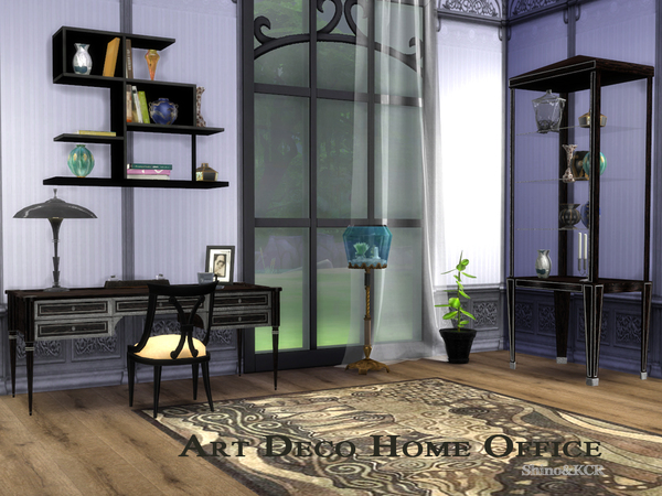 Sims 4 Art Deco Home Office by ShinoKCR at TSR