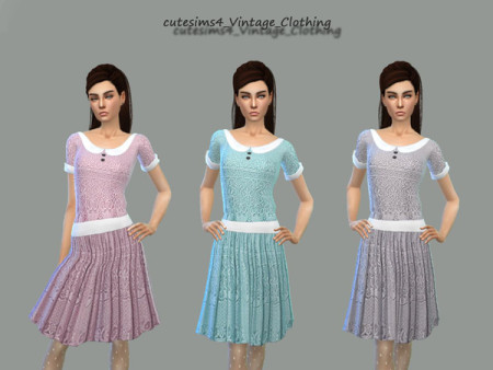 Vintage Dress Set by sweetsims4 at TSR