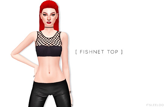 Sims 4 FISHNET, LACE UP & STRING TOP at Leeloo