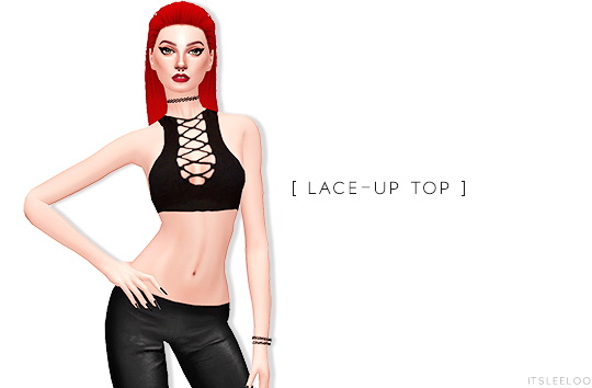 Sims 4 FISHNET, LACE UP & STRING TOP at Leeloo