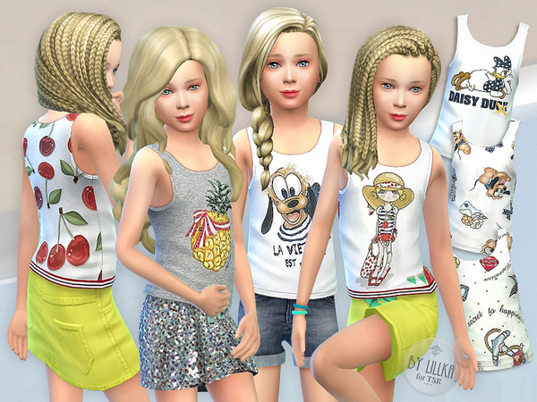 Sims 4 Tank Top Collection for Girls P02 by lillka at TSR