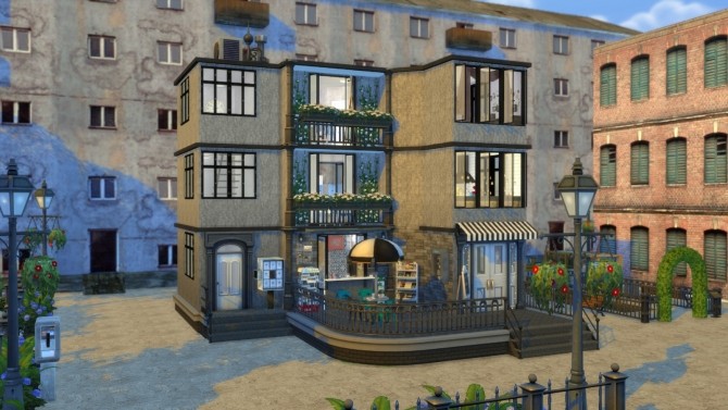 Sims 4 Apartment with coffee shop at Dinha Gamer
