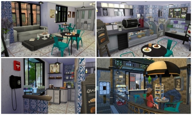 Sims 4 Apartment with coffee shop at Dinha Gamer
