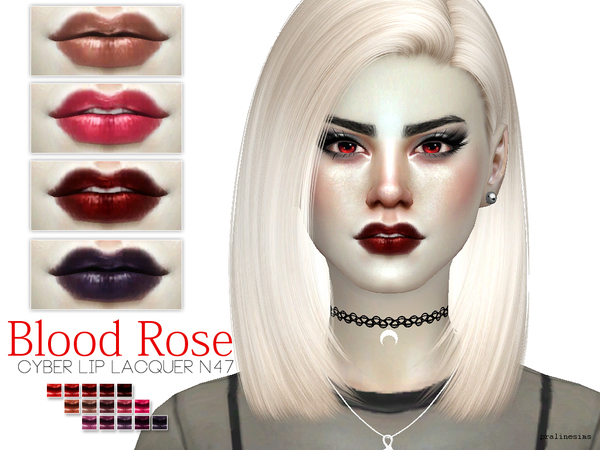 Sims 4 Blood Rose Cyber Lip Lacquer N47 by Pralinesims at TSR