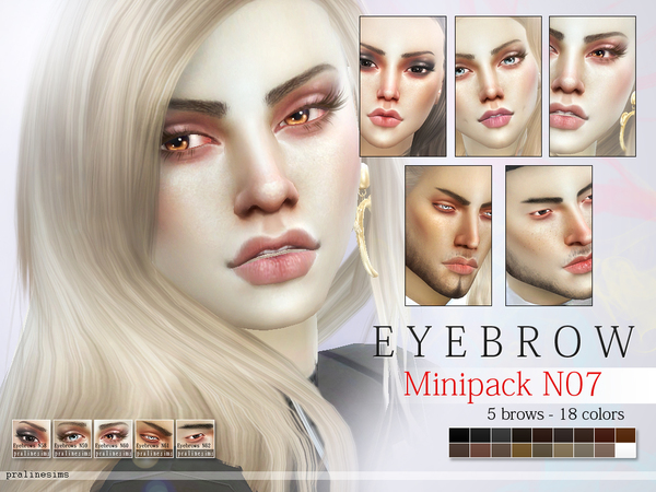 Sims 4 5 Eyebrows Minipack N07 by Pralinesims at TSR