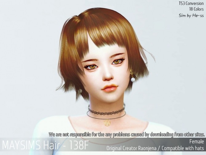 Sims 4 Hair 138F (Raonjena) at May Sims