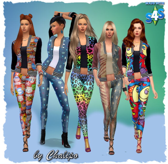 Sims 4 Jacket and leggings by Chalipo at All 4 Sims