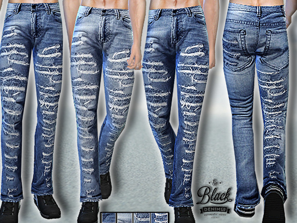 Sims 4 PZC Ripped Denim (male) by Pinkzombiecupcakes at TSR