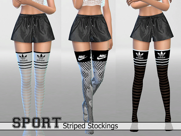 Sims 4 30 Athletic Striped Stockings Pack by Pinkzombiecupcakes at TSR