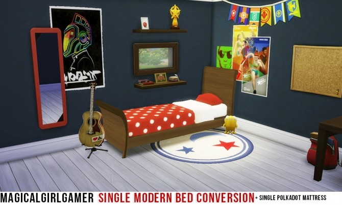 Sims 4 Modern Bed (single) by magicalgirlsimmer at SimsWorkshop