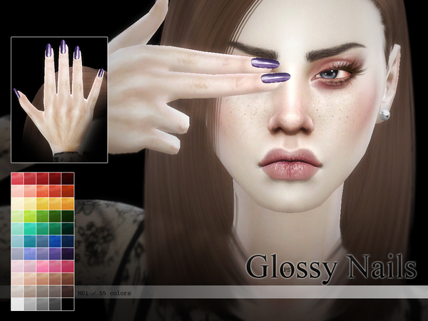 Sims 4 Glossy Nails N01 by Pralinesims at TSR