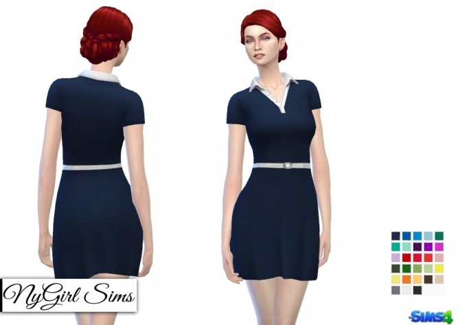 Sims 4 Belted Polo Dress at NyGirl Sims
