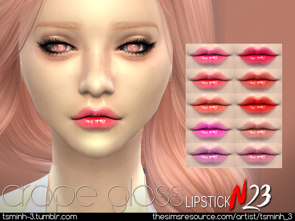 Sims 4 Crape Gloss Lipstick by tsminh 3 at TSR