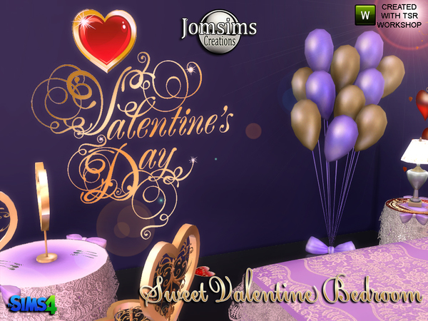 Sims 4 Sweet Valentine Bedroom by jomsims at TSR