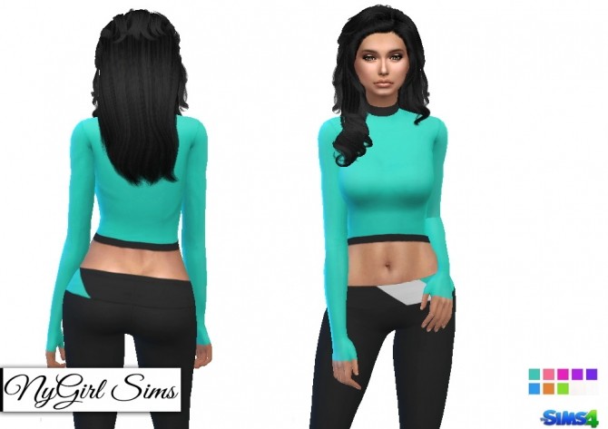 Sims 4 Mock Neck Athletic Top and Coordinating Pant at NyGirl Sims