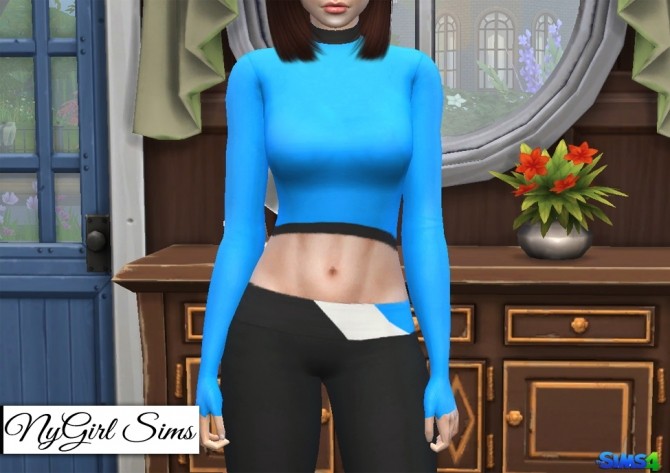 Sims 4 Mock Neck Athletic Top and Coordinating Pant at NyGirl Sims