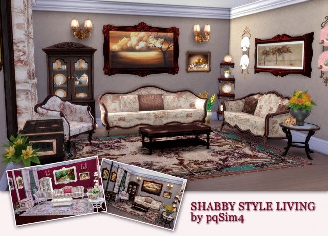 Sims 4 Shabby Living by Mary Jiménez at pqSims4