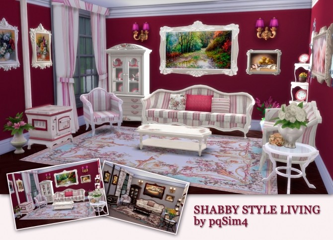 Sims 4 Shabby Living by Mary Jiménez at pqSims4