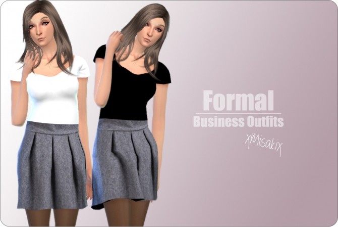 Sims 4 Business Outfit and Long Belt Dresses at xMisakix Sims