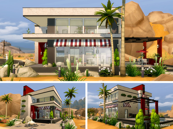 Sims 4 Red Stone desert house by Lhonna at TSR