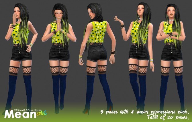 Sims 4 Mean poses 1.0 by Akuiyumi at SimsWorkshop