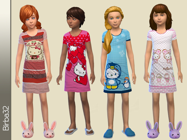 Sims 4 Hello Kitty Nightgown by Birba32 at TSR
