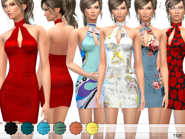 Sims 4 Halter Mini Dress by ekinege at TSR