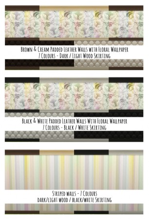 Floral Walls with Leather Padding + Striped Walls (Set) by PixieLinxie at Mod The Sims