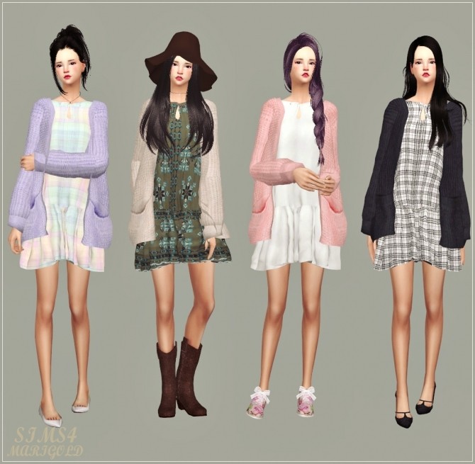 Sims 4 Spring Dress With Cardigan at Marigold