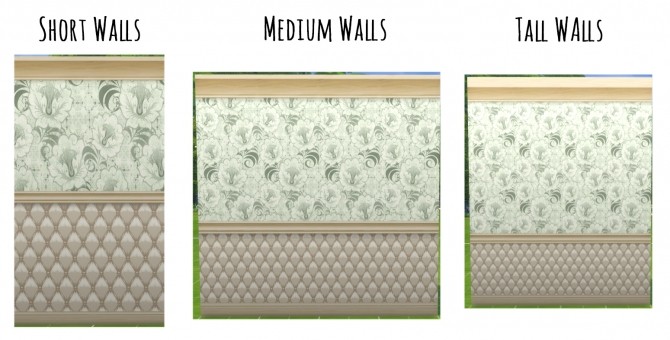Sims 4 Floral Walls with Leather Padding + Striped Walls (Set) by PixieLinxie at Mod The Sims