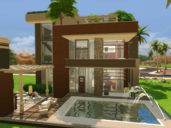 Sims 4 Eco Modern Mansion by NelcaRed at TSR