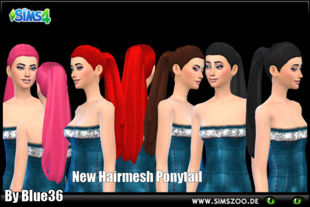 New Hairmesh Ponytail by Blue36 at Blacky’s Sims Zoo