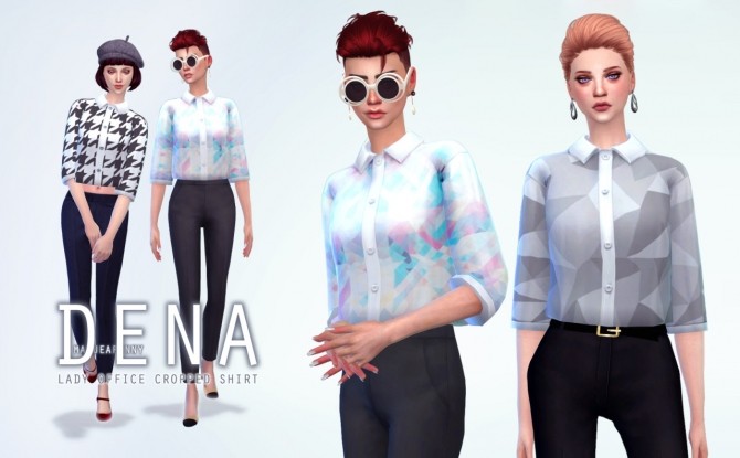 Sims 4 DENA Lady office cropped shirt at manuea Pinny