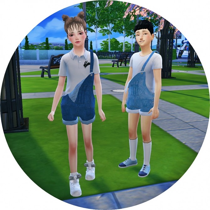 Sims 4 Child Unbalance Dungarees Hot Pants at Marigold