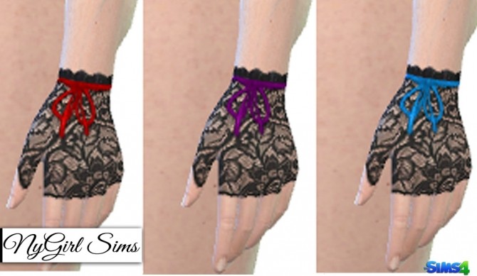 Sims 4 Ruffle and Bow Lace Fingerless Gloves at NyGirl Sims