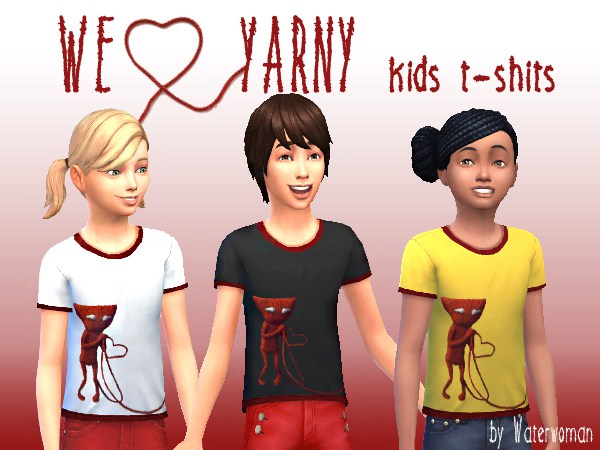 Sims 4 We love Yarny t shirts by Waterwoman at Akisima