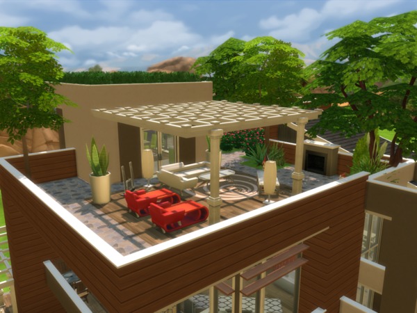 Sims 4 Eco Modern Mansion by NelcaRed at TSR